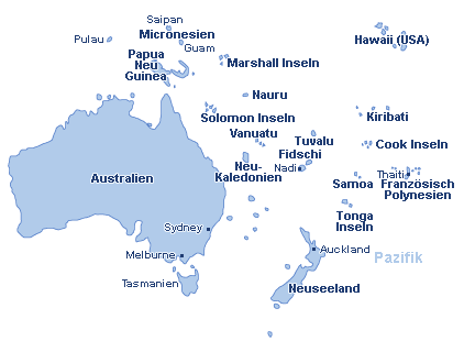 Australien & Pazifik Landkarte
